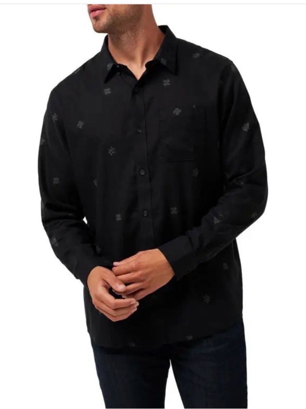 Travis Mathew Strong Ties Button Up Shirt Black Size Medium MSRP $140